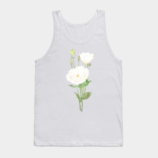 white eustoma Prairie gentian flowers ink and watercolour Tank Top